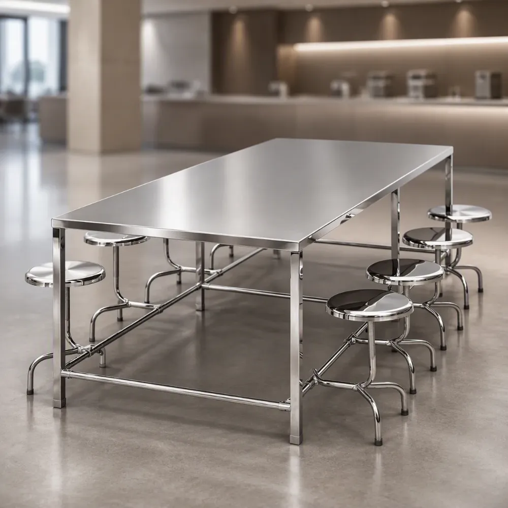 8-seater Canteen Table in Stainless Steel